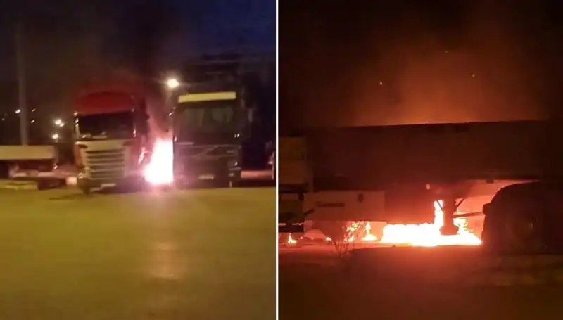 Park Halindeki Tırlara Saldırı: Yangın Ortalıkta Korku Saldı