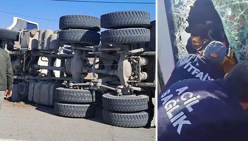 Virajı Alamayan Kamyonun Feci Kaza Anları Kamera Kayıtlarında