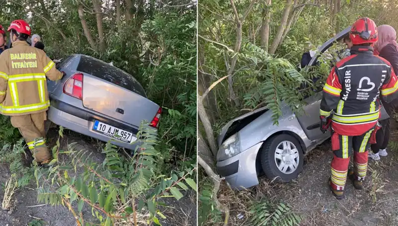 Balıkesir'de Otomobil Şarampole Yuvarlandı: İki Yaralı
